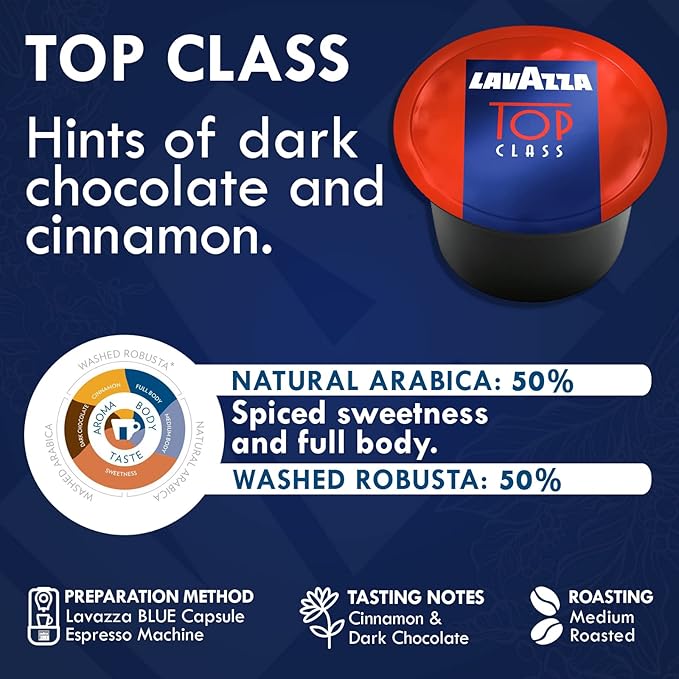 Lavazza Blue Coffee Capsules Variety Pack – 10 Count (5 Pods Each) – Includes Top Class &amp Caffè Crema Blends – Compatible with Lavazza LB Espresso Machines Only – Premium Italian Coffee