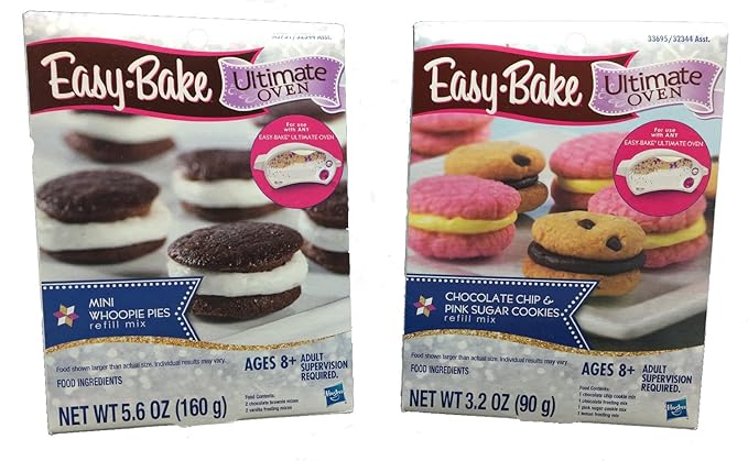Easy Bake Chocolate Chip &amp Pink Sugar Cookies and Mini Whoopie Pies - 2 Refill Mix Packs
