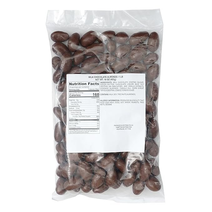 Milk Chocolate Covered Almonds 1 Pound Bulk Bag Chocolate Covered Nuts The Hampton Popcorn &amp Candy Company