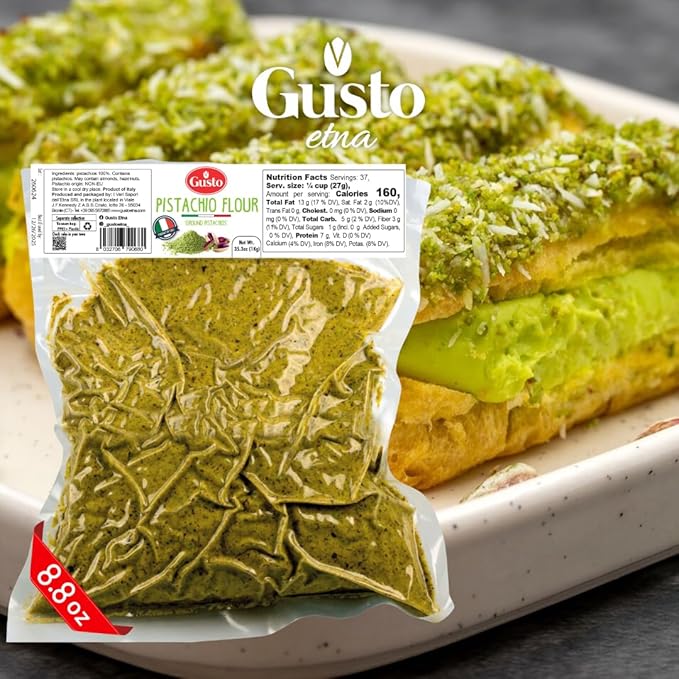 Pistachio Flour 8.8 oz (250 g) Fine Chopped Pistachio Flour Ground Pistachios Pistachio Powder Gluten Free Flour High Protein Non Gmo Italy by Gusto ETNA