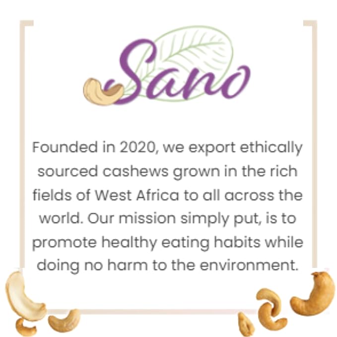 Sano Nuts 50LB Whole Raw Cashews - West African Origin Raw Unsalted Cashews Nuts - Fresh &amp Unroasted Cashews - 100% Natural Grown Kosher Vegan - 50 Pounds of Raw Cashew Pieces - Vacuum Pack