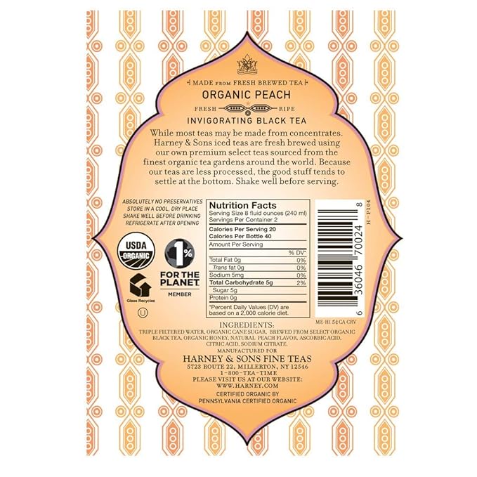 Harney &amp Sons Organic Peach Tea 16-ounces (Pack of12)