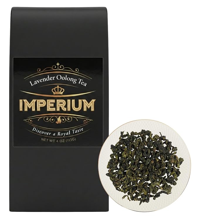 Imperium Lavender Oolong Tea Loose Leaf (4oz) Hand-Picked Premium Oolong Brews 100 Cups Naturally Calming Beverage Fragrant Floral Notes Smooth Aroma Delicate Sweetness and Long Relaxing Finish