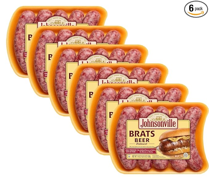 Johnsonville Beer Bratwurst - Only Premium Cuts of Pork - No Artificial Colors or Flavors and Ready Set Gourmet Donate a Meal Program - 6 Pack (19oz. 5ct Each)