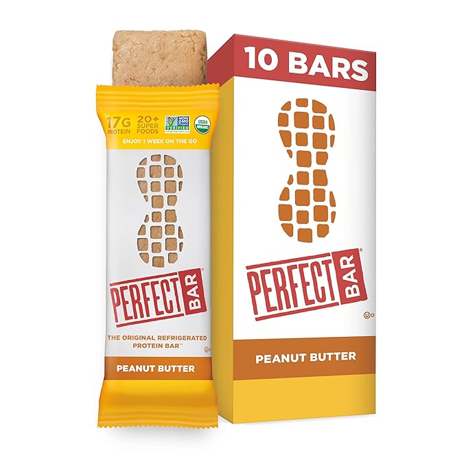 Perfect Bar Protein Bars Peanut Butter Gluten Free Made with Organic Honey Cookie Dough Texture Refrigerated 10 Count 2.5 Oz Bar