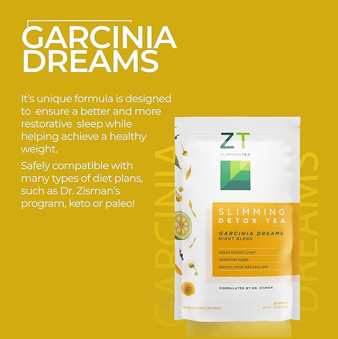 Dr. Zisman ZT Slimming Detox Tea - Garcinia Dreams Night Blend Weight Loss Tea - Muscle Tension - Enhanced Digestion Healthy Rest While Burning Calories (28 Tea Bags)