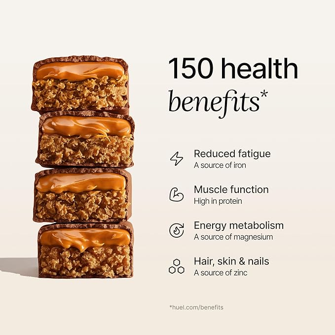 Huel Complete Nutrition Vegan Protein Bars | Chocolate Caramel | 13g Protein | 27 Vitamins &amp Minerals 2g Sugar Non-GMO 100% Plant Based Snack | 12 Pack