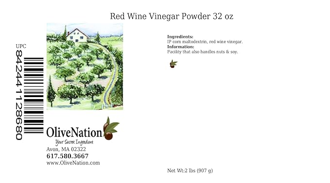 OliveNation Red Wine Vinegar Powder Tangy Seasoning for Cooking Baking Dressings Dusting Powder Non-GMO Gluten Free Vegan - 32 ounces