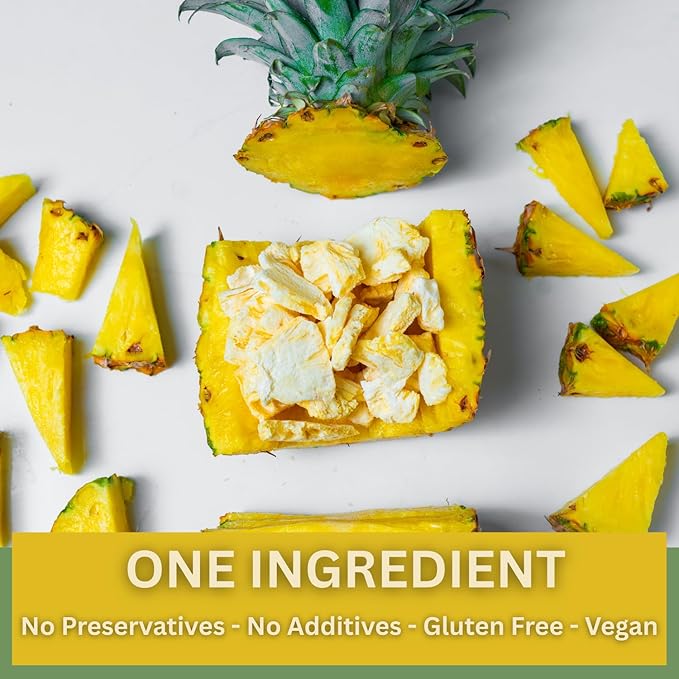 Wise Harvest Freeze-Dried Pineapple – Five 1oz Packs | Single Ingredient Snack | 100% Real Fruit No Sugar Added Just Crunch | Healthy Vegan Gluten-Free Snack for Kids &amp Adults