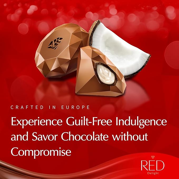 RED Delight®™ Milk Chocolate Diamond Truffles - with Coconut Filling (3 Boxes (4.66 OZ EACH))