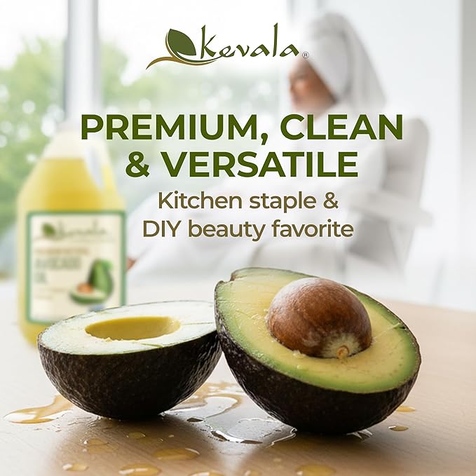 Kevala Avocado Oil – Cold Pressed | Non‑GMO Project Verified &amp Kosher | Multipurpose for High Smoke Point Cooking Roasting Sautéing &amp Skin Moisturizing – Ideal Kitchen Staple – 128 Fl Oz (Pa