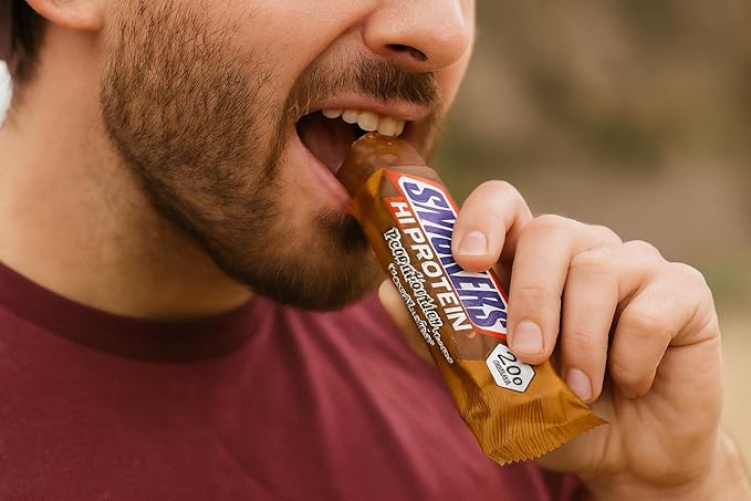 Snickarss HI-Protein Bar Chocolate Delicious Recovery Fuel for Fitness &amp Snacking (12 Pack Peanut Butter)