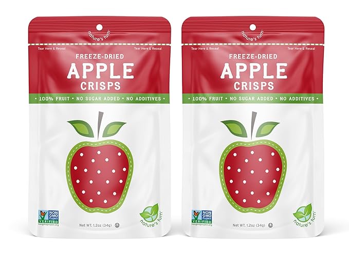 Nature’s Turn Freeze-Dried Fruit Snacks Strawberry and Apple Crisps Pack of 4 (1.2 oz Each)