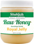 Stakich Royal Jelly Enriched Raw Honey - Pure Unprocessed Unheated - 5 Pound (80 Ounce)