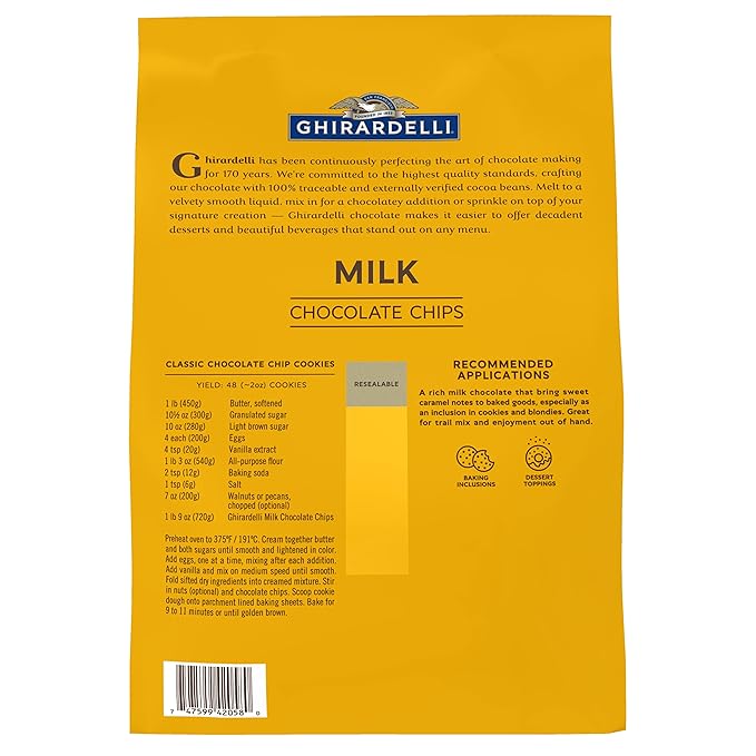 Ghirardelli Chocolate Company Milk Chocolate Chips 800 per lb. 5lb (Pack of 2)