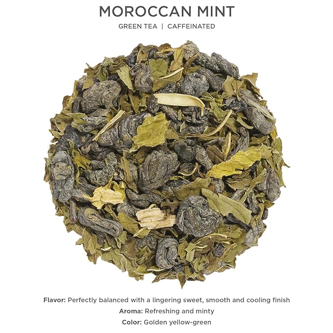 Tea Forte Moroccan Mint Premium Loose Leaf Caffeinated Green Tea Blend Canister Makes 35-50 Servings