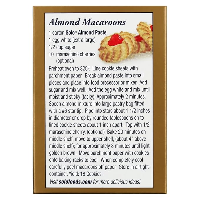 SOLO Almond Paste 8oz (Pack of 12) | Gluten-Free Kosher Certified
