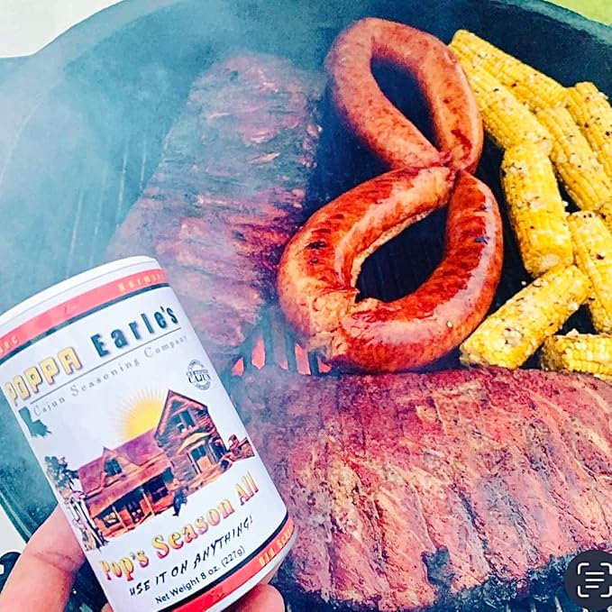 Poppa Earle's Seasoning (Cajun Seasoning Company) Gluten Free and No MSG All Purpose Seasoning Pops Season-all Pack of 3 (8) ounce cans