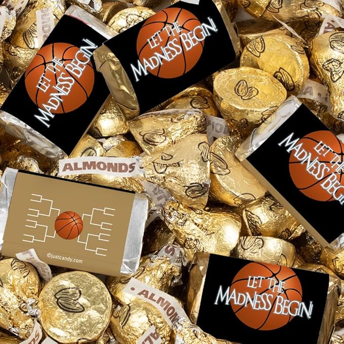 124 Pcs Gold Basketball Party Candy Favors Chocolate Mix Let the Madness Begin (1.52 lbs Approx. 124 Pcs)