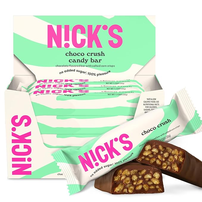 NICKS Choco Crush Chocolate Candy Bar with Salted Corn Puffs No Added Sugar Gluten Free 160 Calories 1.13 oz – 15-Pack (32g Each)