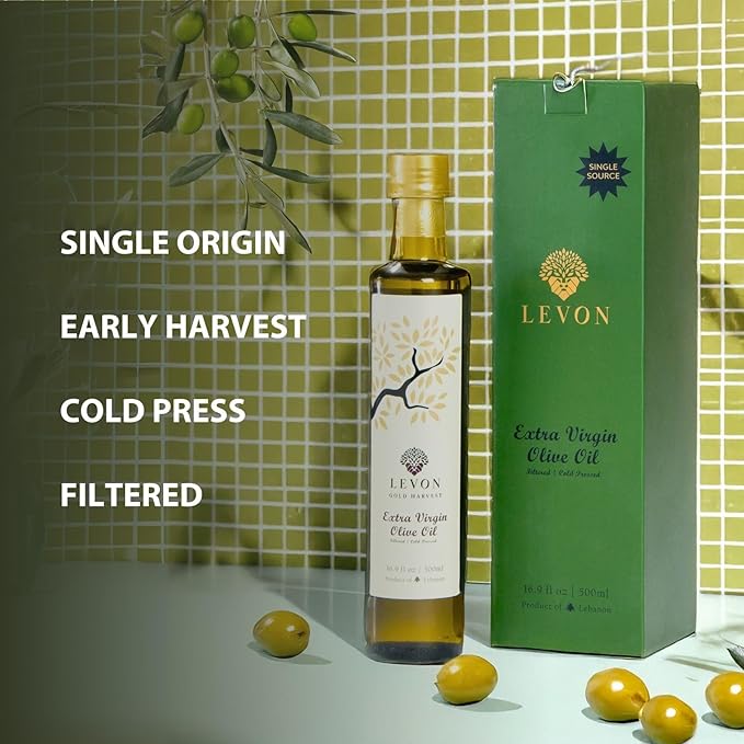 Levon Gold Harvest Extra Virgin Olive Oil 16.9 fl oz (500ml) Polyphenol Rich Premium Cold Pressed EVOO Pesticide Free Family Grove LIMITED SUPPLY