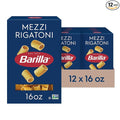 Barilla Mezzi Rigatoni Pasta 16 oz. Box (Pack of 12) - Non-GMO Pasta Made with Durum Wheat Semolina - Kosher Certified Pasta