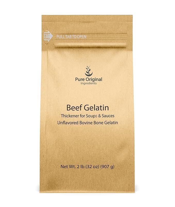 Pure Original Ingredients Beef Gelatin (2 lb) Bovine Beef Gelatin Thickener Soups &amp Sauces
