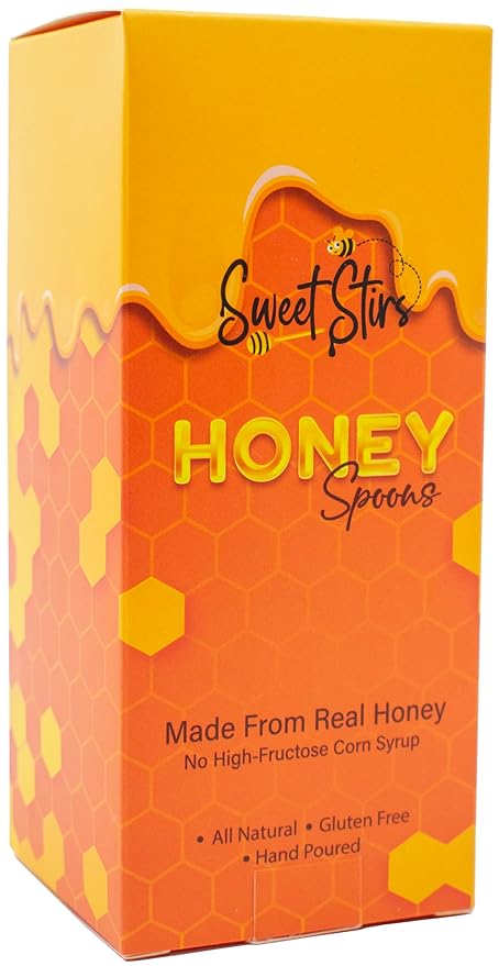 Sweet Stirs Original Flavored American Honey Spoons on Wooden Sticks Gift Pack of 10 (Pomegranate)