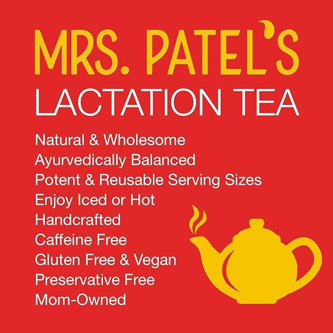 Mrs.Patel's Lactation Tea Chai Spice Blend Rich and Sweet For Breastfeeding and Pumping Moms Drink Iced or Hot Loose Leaf Caffeine-Free Gluten-Free Dairy-Free Fenugreek-Free (1 Pouch)