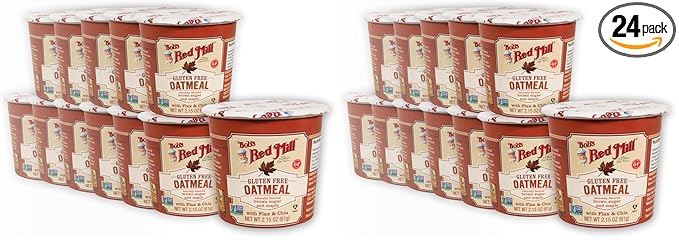 Bob's Red Mill GF Oatmeal Cup Maple &amp Brown Sugar 2.15 Ounce Cup (Pack of 24) - Non GMO Whole Grain Kosher