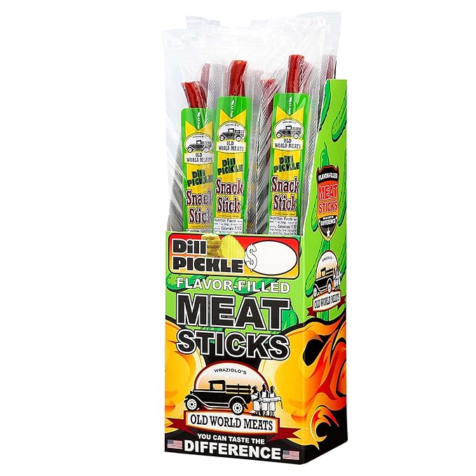 Old World Meats Meat Sticks 110 Calories Keto Low Carb 1g Sugar Fuelings 20 Pack 1 ounce sticks (Dill Pickle)