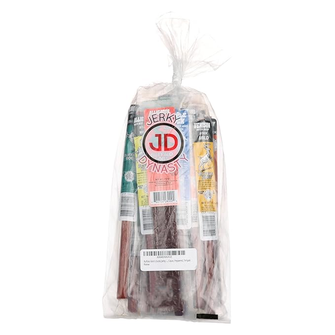 Buffalo Bob's Exotic Jerky Set- Staff Favorite 20 Piece Assortment: Alligator Buffalo Venison Wild Boar Duck Elk - BBQ Cajun Peppered Teriyaki