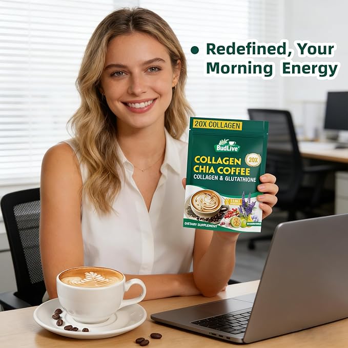 20X Collagen Chia Coffee 11 in 1 Chia Coffee Mix with Collagen &amp Chia Seeds Goji Berry Supports Hair Skin &amp Nails Sugar Free Vegan Gluten-Free 30 Servings 2PACK