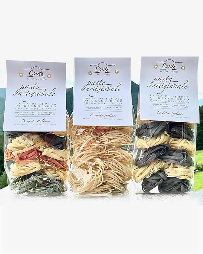 Conte Tagliatelle - PICI Bundle Pasta Imported from Italy 500g - Artisanal &amp High Protein Italian Durum Wheat Pasta Low Ash Content &amp Golden Yellow Grain Color Static Drying Impurity-Free