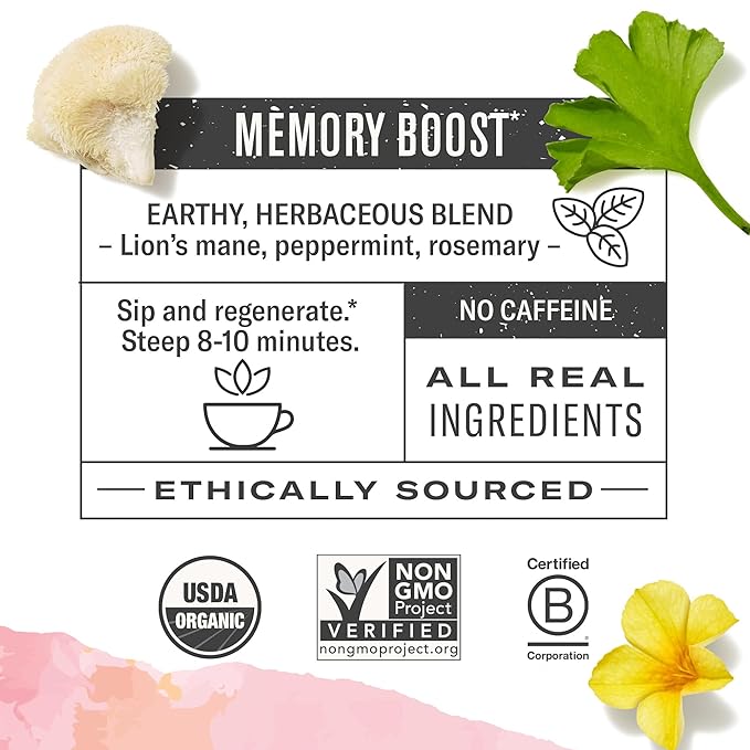 Numi Organic Damiana Herbal Tea Variety Pack - Relax Focus &amp Uplift with Damiana Butterfly Pea Flower Lemon Balm Gingko (Pack of 3) 16 Count Herbal Tea Bags