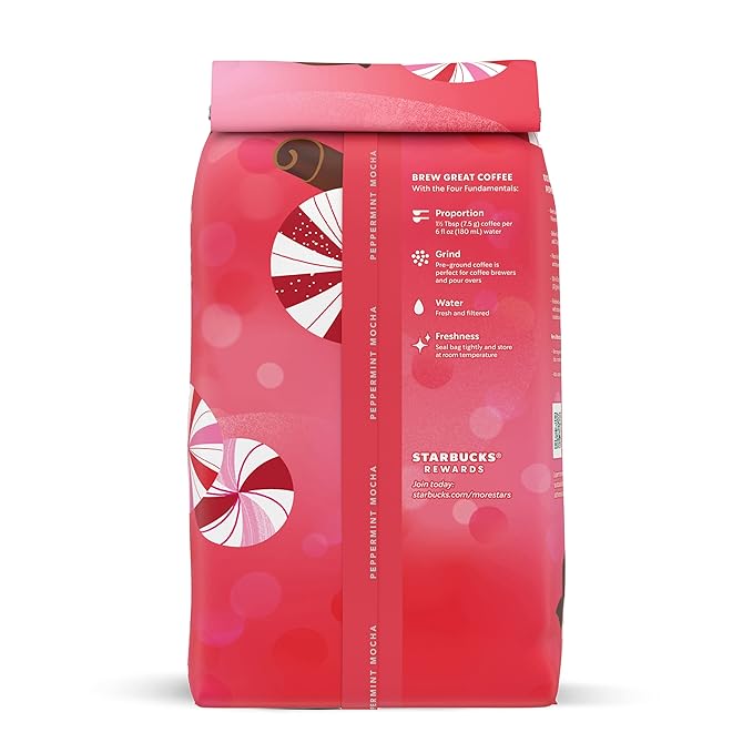 Starbucks Peppermint Mocha Ground Coffee- Peppermint Mocha Blend - 1 bag (17 oz) (Pack of 6)