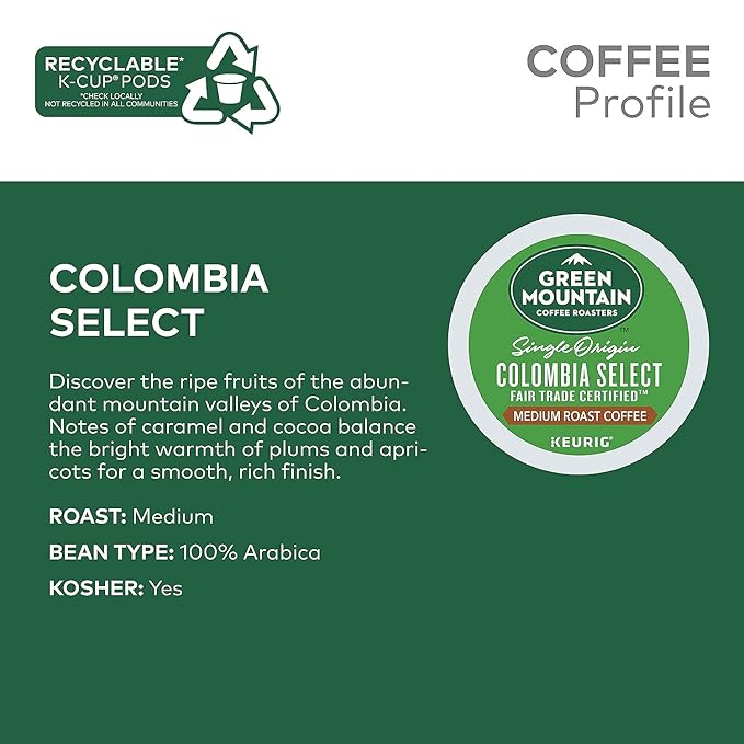 Green Mountain Coffee Roasters Colombia Select Single Serve K-Cups for Keurig Brewers 24 Count (Pack of 4)
