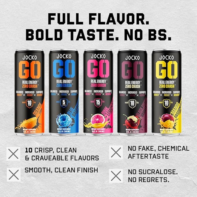 Jocko GO Energy Drink (Afterburner Orange) - Keto Vitamin B12 Vitamin B6 Electrolytes L Theanine Magnesium- Energy Boost Sugar Free Nootropic Monk Fruit Blend - 12 Pack