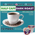 Double Donut Coffee Half Caff Dark Roast Coffee Pods Dark Roast Coffee Compatible with Keurig K Cups Brewers 72 ct