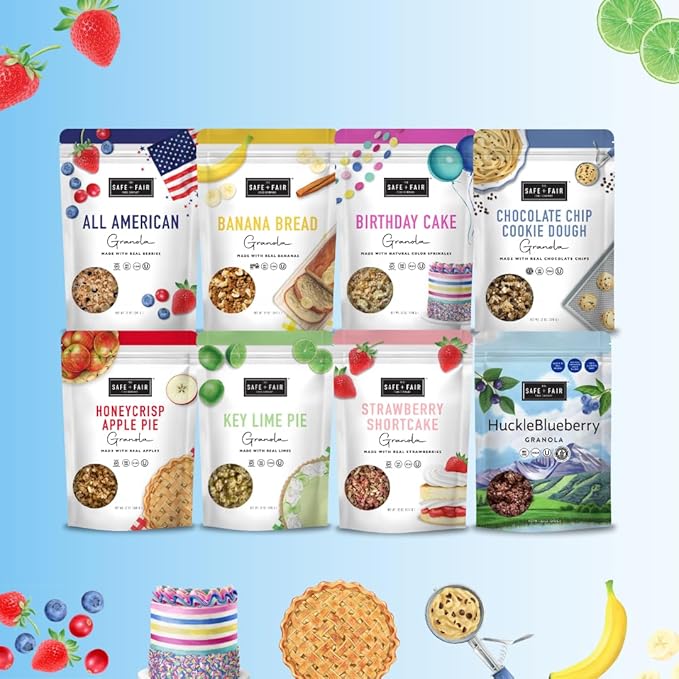 Safe + Fair Chocolate Chip Cookie Dough Granola – Gluten-Free Dairy-Free &amp Vegan Snack – Allergen-Free Non-GMO and No Artificial Ingredients – 12oz Pack 6 Pack