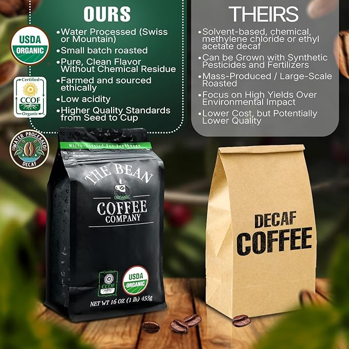 The Bean Organic Coffee Company Water Processed DECAF Vanilla Cinnamon Spice Medium Roast Whole Bean Coffee 16-Ounce Bag
