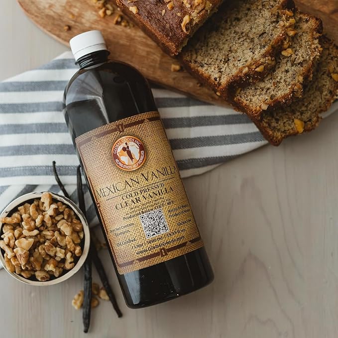 Pure Clear Mexican Vanilla Extract (33.81 fl oz)– Gluten-Free Coumarin-Free Vanilla for Baking Cakes Cookies Coffee &amp Desserts – Cold Pressed Natural Vanilla