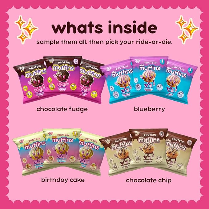 Prime Bites Minis - High Protein Muffin (12 Per Box Variety Pack) - 15g of Protein 5g of Collagen Gluten Free Low Sugar Treat Delicious Protein Snack