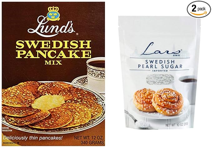 Lund's Swedish Pancake Mix and Lars Swedish Pearl Sugar 10oz Box