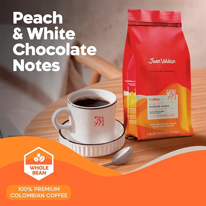 Juan Valdez Colina Whole Bean Coffee Balanced Roast 16 OZ - Premium Colombian Coffee - Unique “Caracolito” beans produce a coffee of balanced flavor and mild texture (Pack of 2)