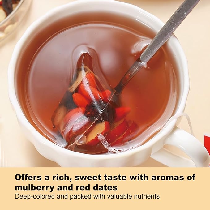 Ginseng Five Treasures Tea Kidney Tea- Wubao Tea Ginseng Six Treasure Tea Ginseng Red Date Chinese Herbal Tea Kidney Cleanse Detox Tea for Men &amp Women (2 Pack(50 pcs))