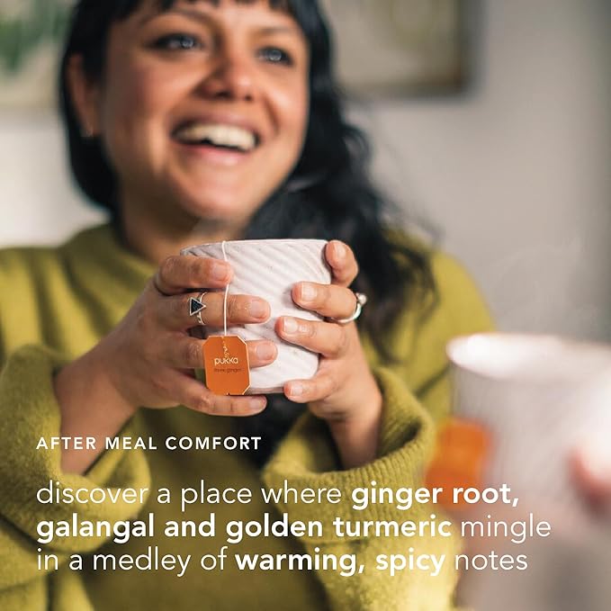 Pukka Three Ginger Organic Herbal Tea Digestion-Aiding Infusion With Ginger Turmeric and Galangal Tea Gift Set Ideal After Meals Caffeine Free 80 Total Bags (20ct - Pack of 4)