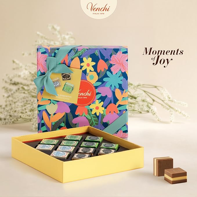 Venchi - Spring Tray Box with 12 Cremini Venchi Spring Collection 4.76 Oz Gluten Free Gift Idea