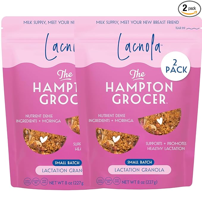 The Hampton Grocer Lacnola Lactation Granola 2 pack - Healthy Granola for Breastfeeding Moms to Increase Milk Supply | Made from a Galactagogue Superfood Blend with Oats Flax Moringa Almonds Pump