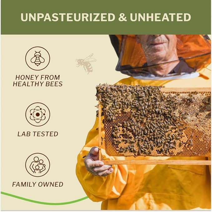 Oneroot 100% Organic Canadian Wildflower Honey - 17.6 Oz/1.1 Lbs Unheated &amp Creamed - Nutrient-Rich Natural Sweetener with Enzymes - Thick &amp Pure Raw Unfiltered Honey